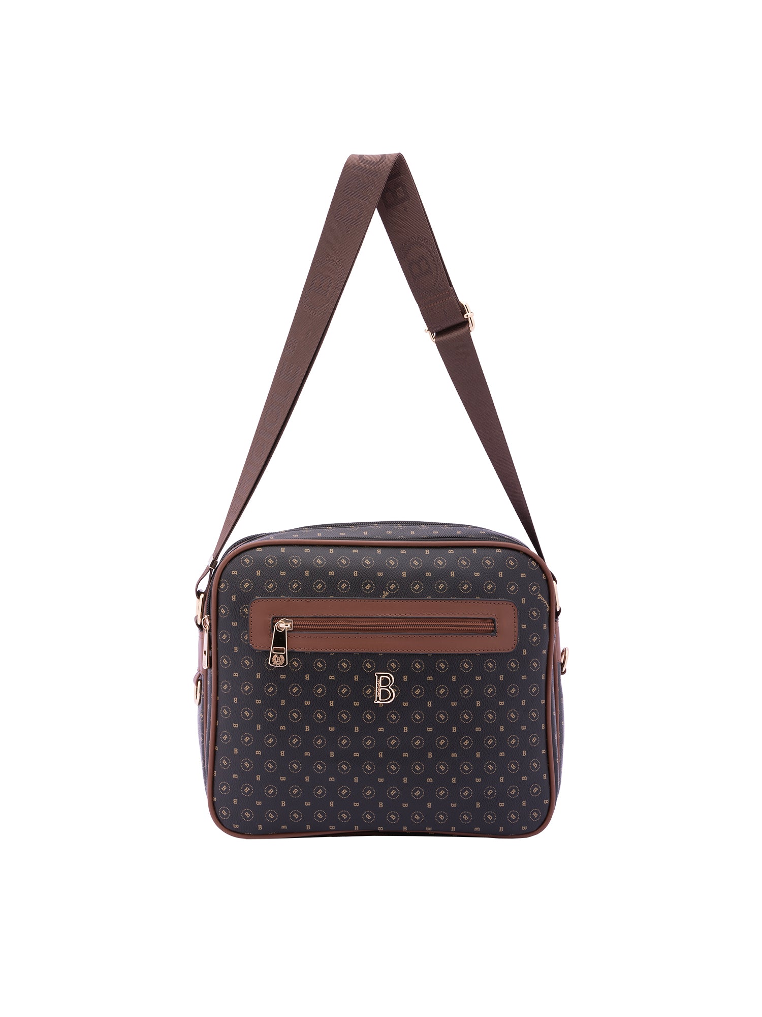 Iduna Borsa a tracolla da donna Ecopelle e poliestere 4019-BLACK BROWN Briciole