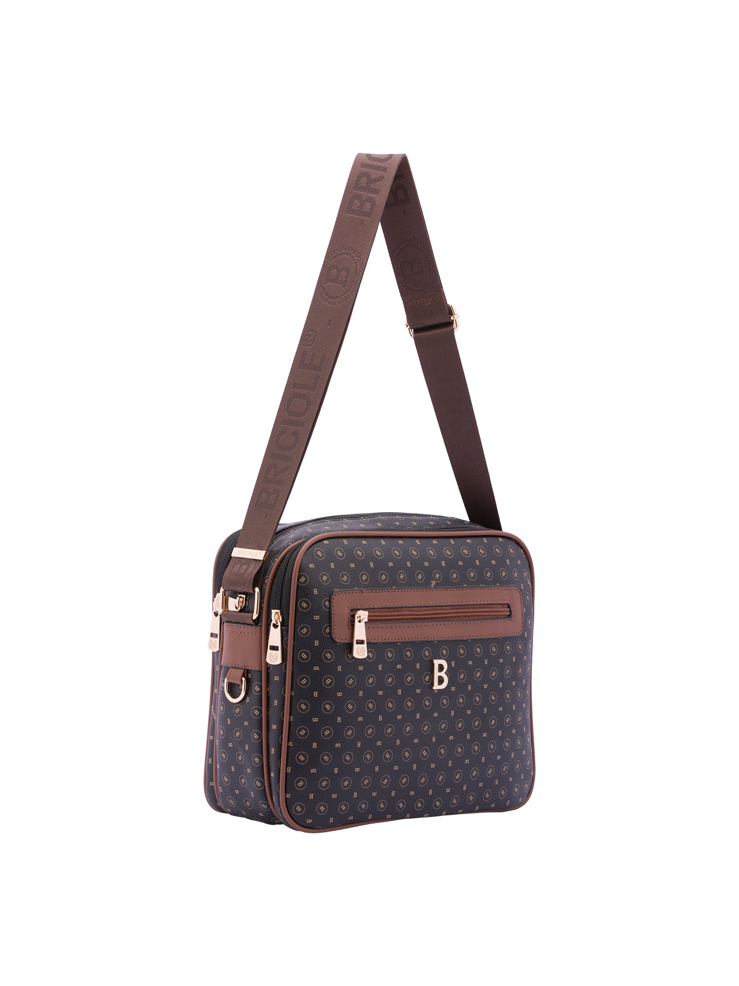 Iduna Borsa a tracolla da donna Ecopelle e poliestere 4019-BLACK BROWN Briciole