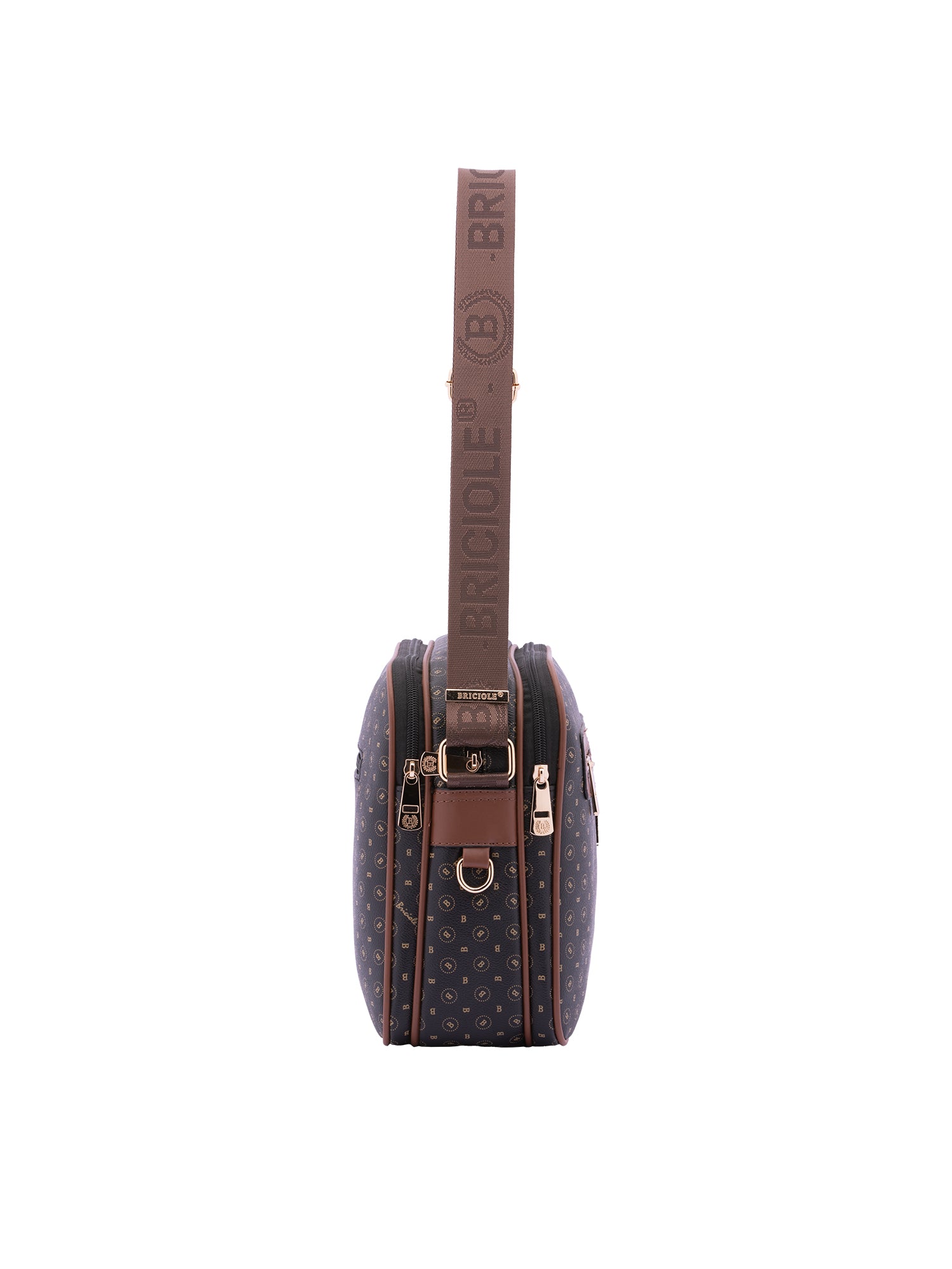Iduna Borsa a tracolla da donna Ecopelle e poliestere 4019-BLACK BROWN Briciole