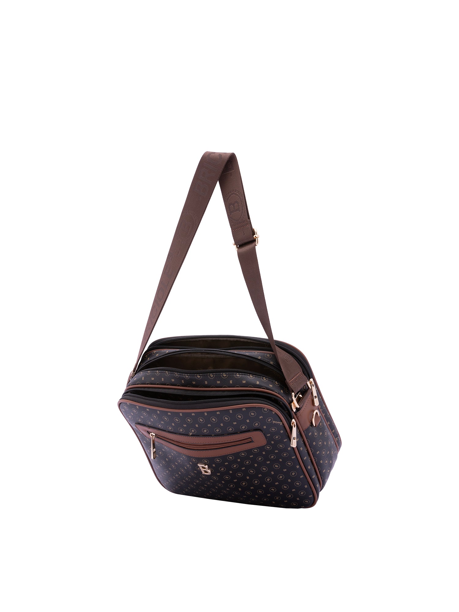 Iduna Borsa a tracolla da donna Ecopelle e poliestere 4019-BLACK BROWN Briciole