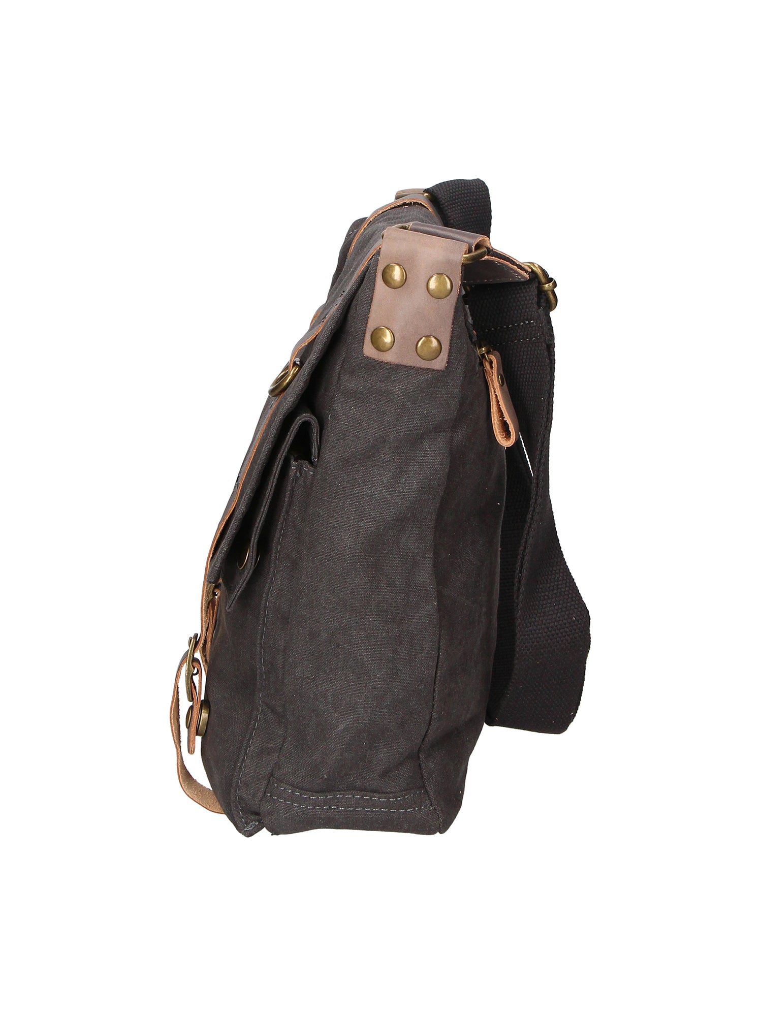Milena Borsa a tracolla unisex Canvas e vera pelle ZG3009-NERO BLACK Gave Lux