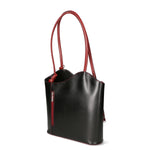 Fabiola Borsa a spalla da donna 100% pelle 9039-NERO ROSSO Gave Lux