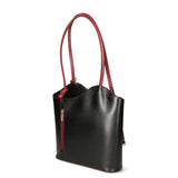Fabiola Borsa a spalla da donna 100% pelle 9039-NERO ROSSO Gave Lux