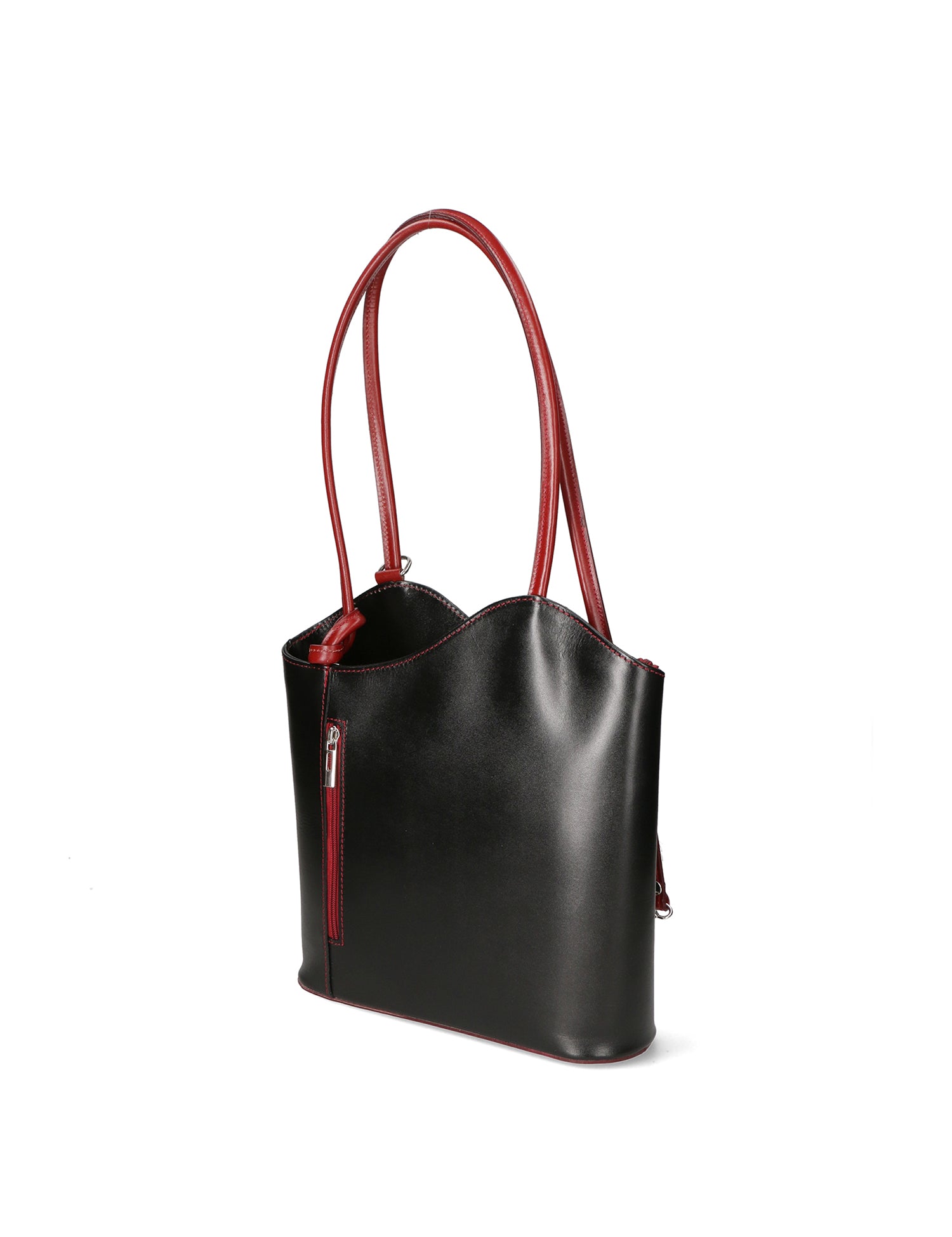 Fabiola Borsa a spalla da donna 100% pelle 9039-NERO ROSSO Gave Lux