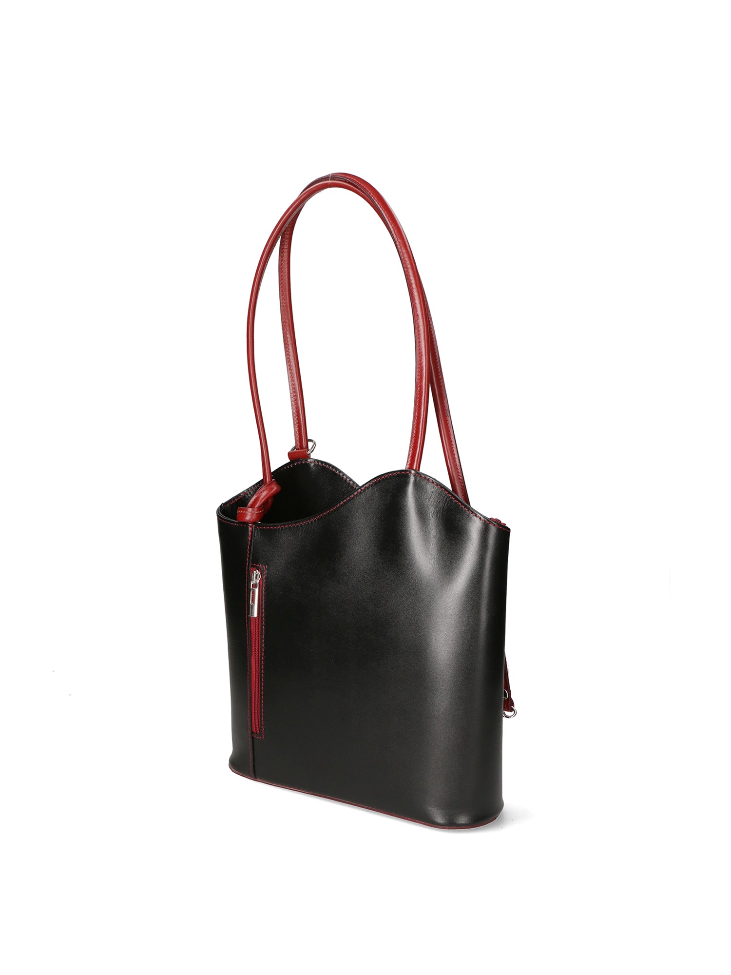 Fabiola Borsa a spalla da donna 100% pelle 9039-NERO ROSSO Gave Lux
