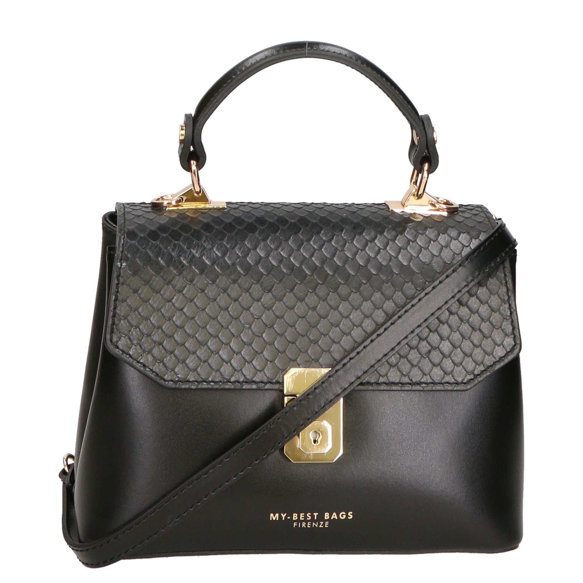 Borsa a mano da donna Vera pelle MYB-6039-FW-P218 NERO My Best Bag