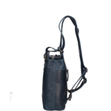 In einen Rucksack umwandelbare Herren-Umhängetasche aus echtem Leder. Hergestellt in Italien. 19 x 27 x 11 cm