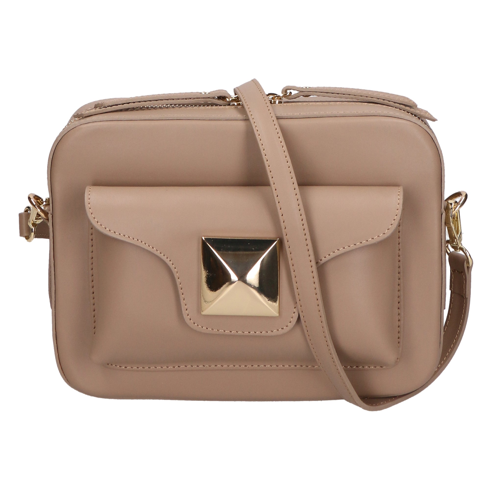 Ilenia Borsa a tracolla da donna 100% pelle 06013-L110 TAUPE CHIARO Gave Lux