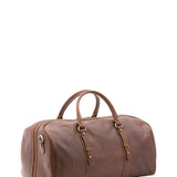 Borsa da viaggio unisex in vera pelle 100% cotone 4514-TESTA DI MORO Alessia Firenze