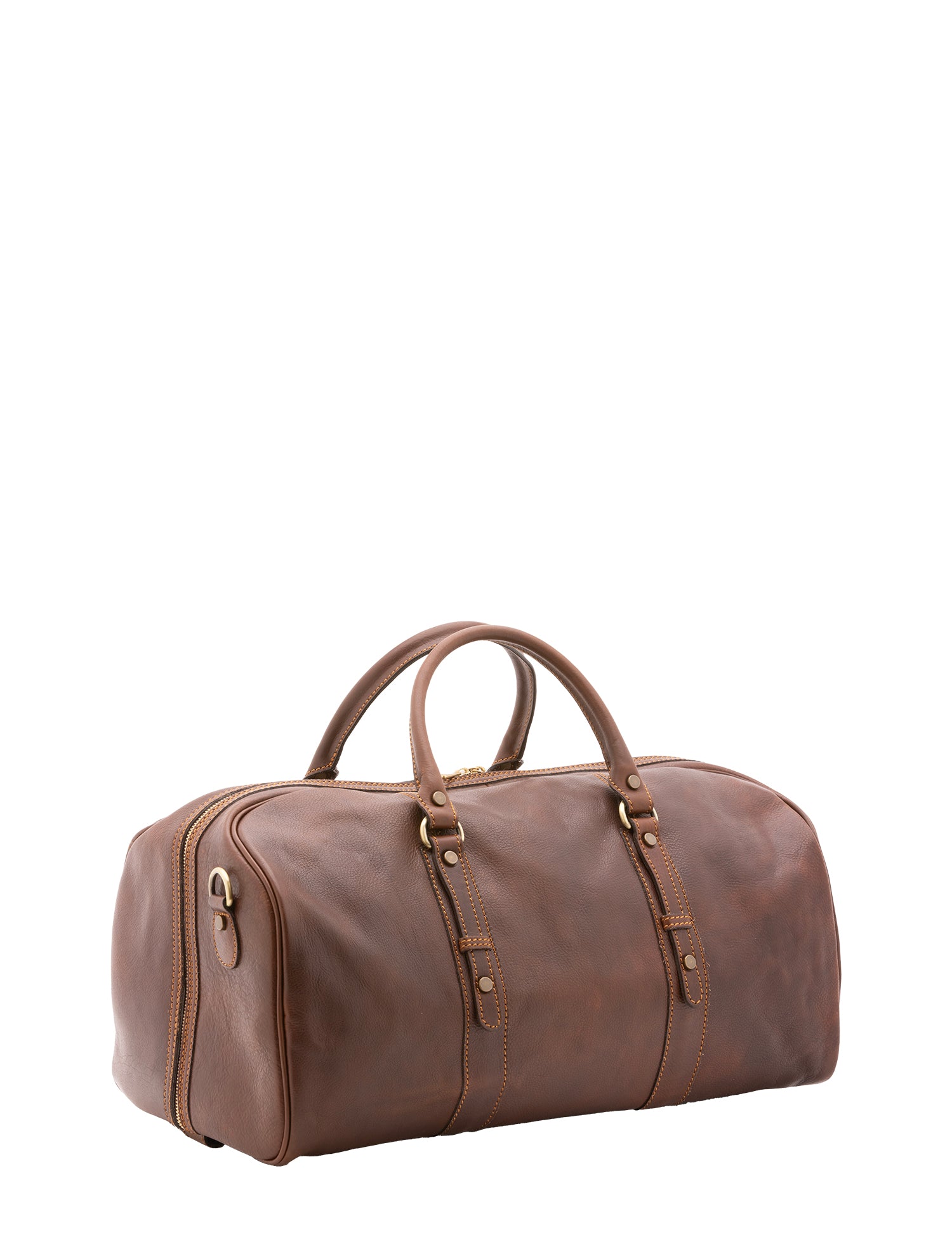 Borsa da viaggio unisex in vera pelle 100% cotone 4514-TESTA DI MORO Alessia Firenze
