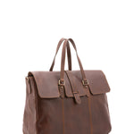 Borsa da viaggio unisex in vera pelle 100% cotone 4066-TESTA DI MORO Alessia Firenze