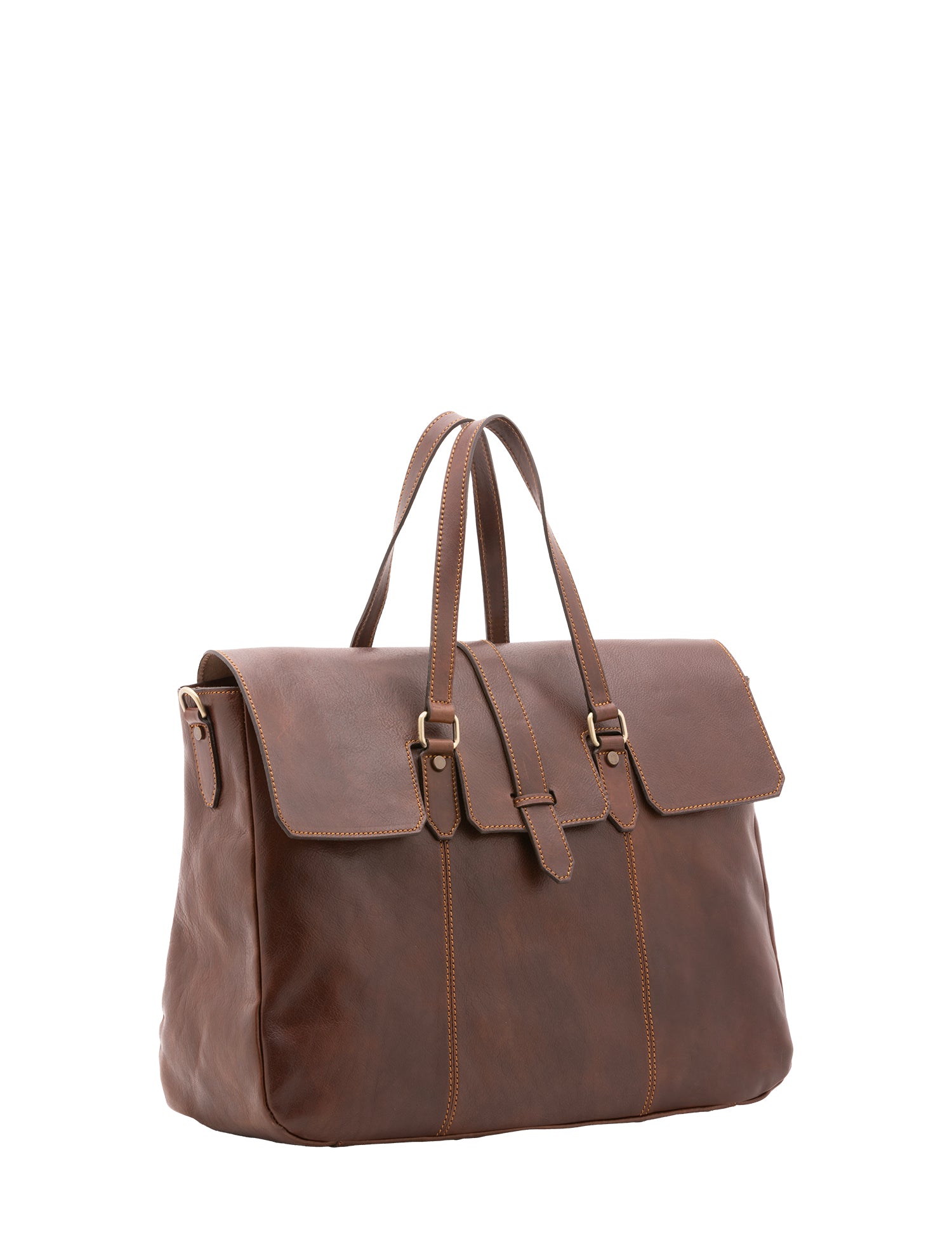 Borsa da viaggio unisex in vera pelle 100% cotone 4066-TESTA DI MORO Alessia Firenze