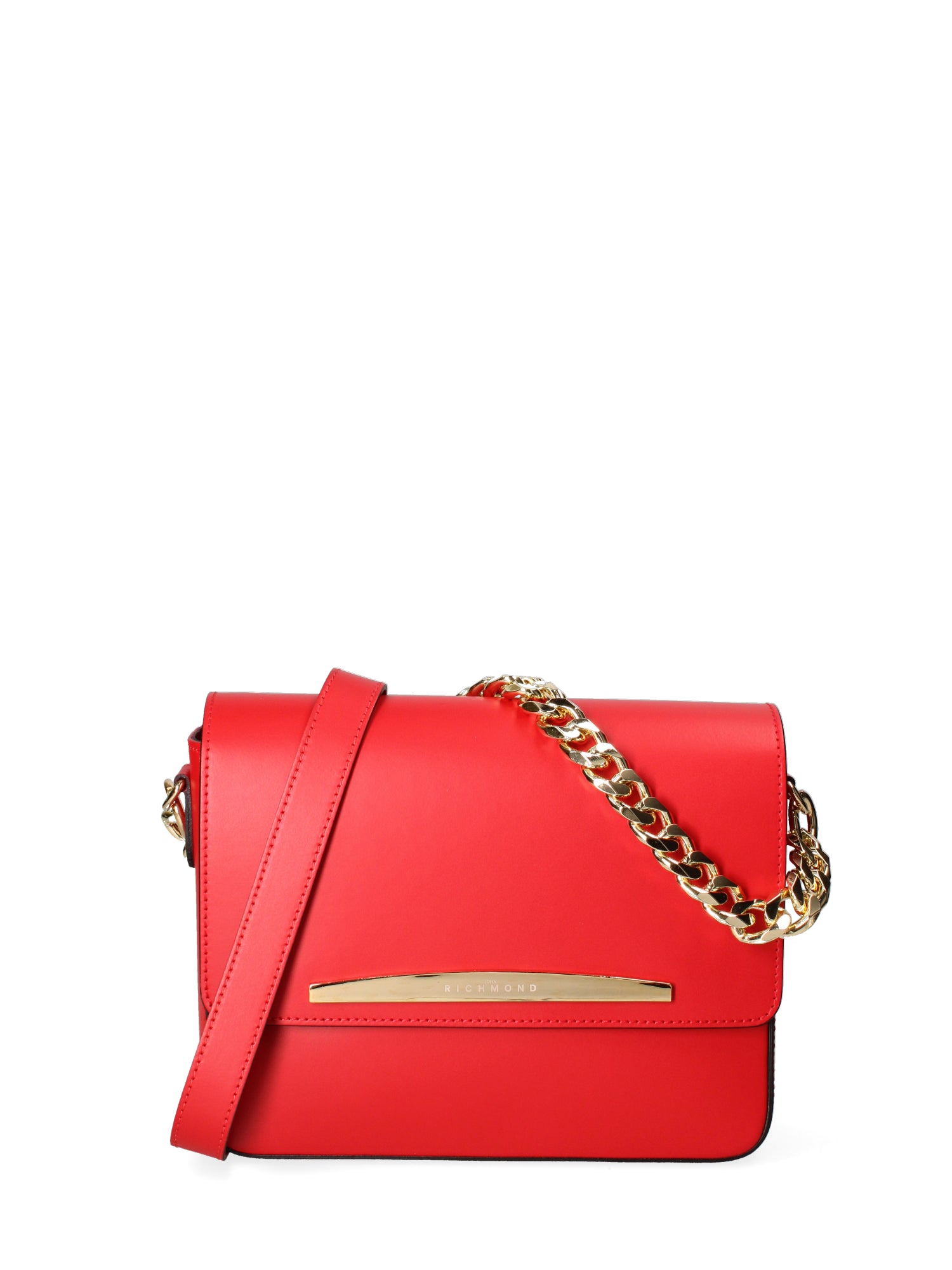 Borsa a tracolla da donna Vera pelle ruga JR-W-1126RU-CORAL RED-GOLD John Richmond