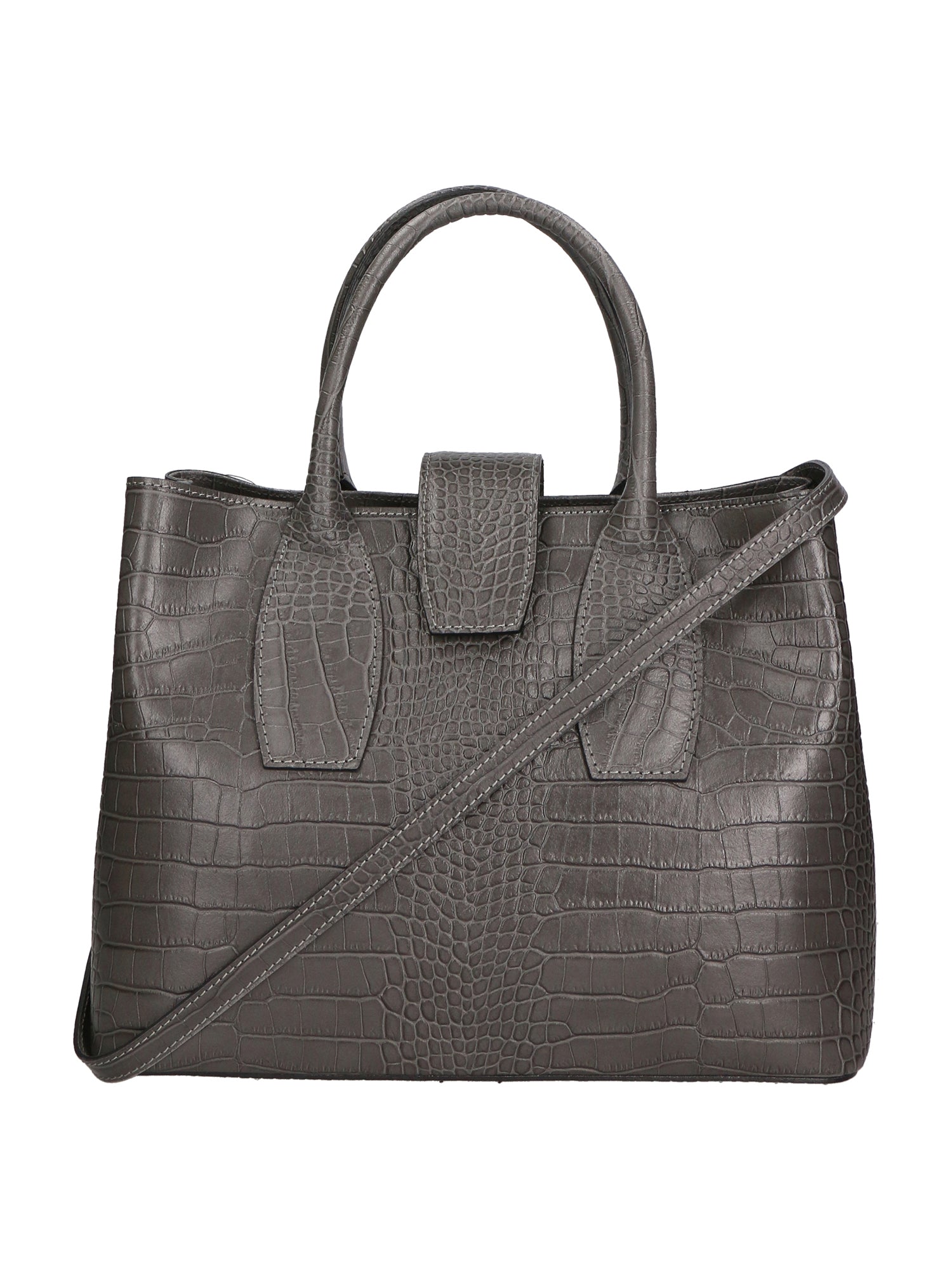 Letizia Borsa a mano da donna Pelle stampata croco 06542-GRIGIO SCURO Gave Lux