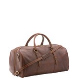 Borsa da viaggio unisex in vera pelle 100% cotone 4514-TESTA DI MORO Alessia Firenze