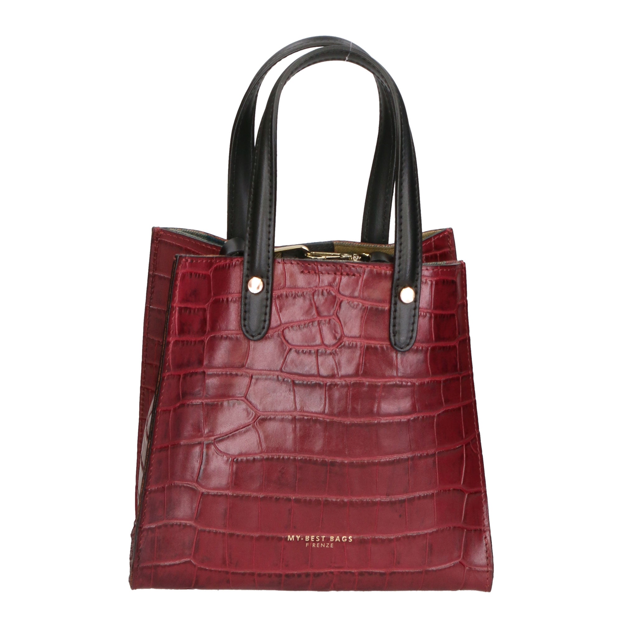 Borsa a mano da donna Pelle Croco Stampata MYB-6027-FW-BORDO My Best Bag