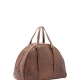 Borsa da viaggio unisex in vera pelle 100% cotone 4589-TESTA DI MORO Alessia Firenze