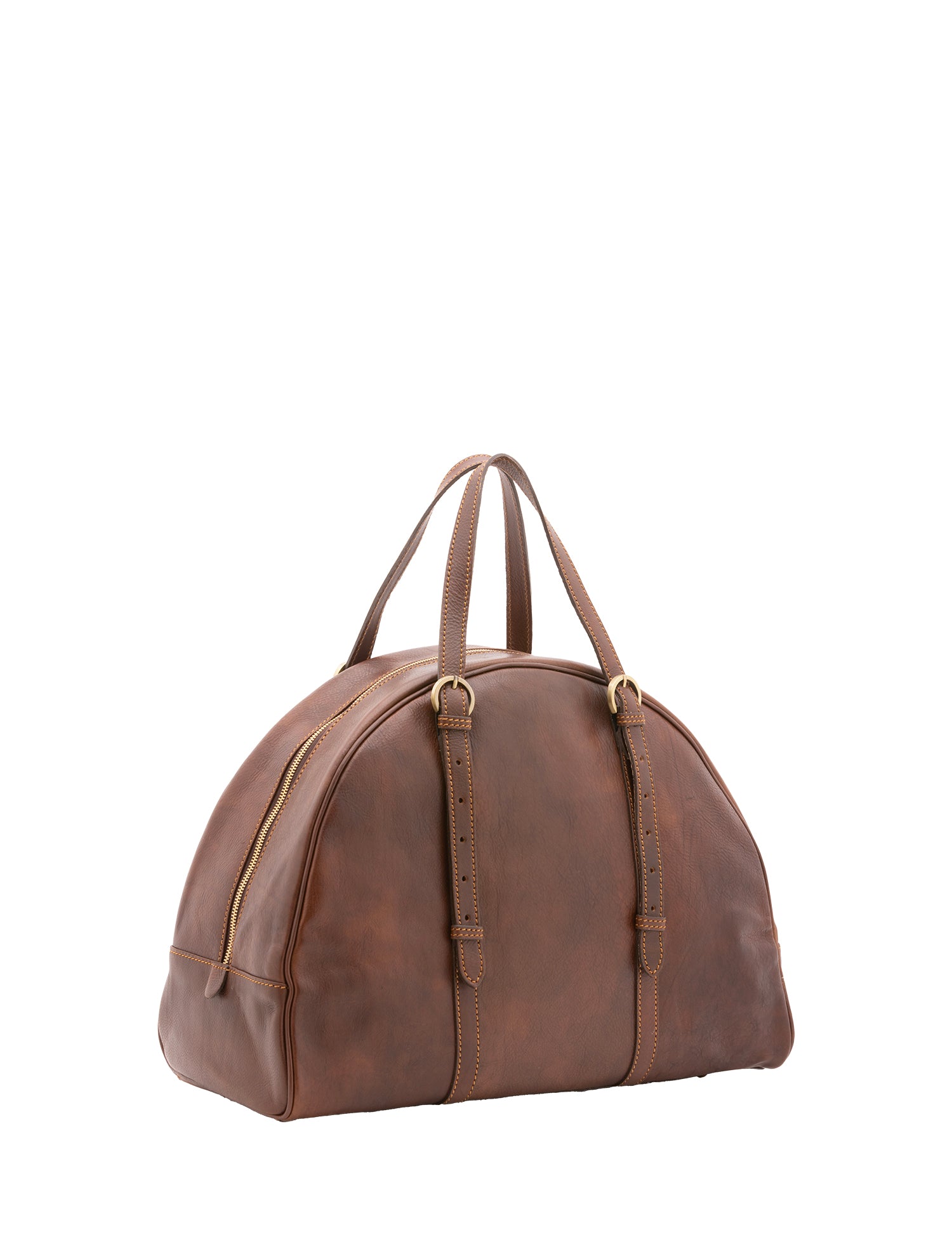 Borsa da viaggio unisex in vera pelle 100% cotone 4589-TESTA DI MORO Alessia Firenze
