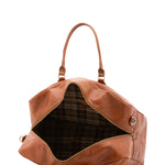 Borsa da viaggio unisex vera pelle 100% cotone 4562-MIELE Alessia Firenze