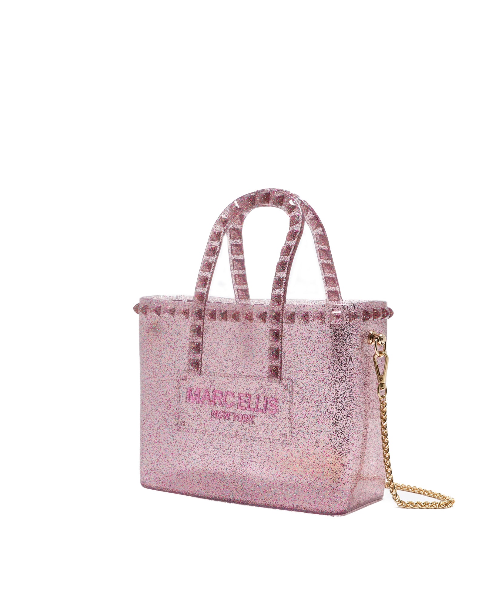 Borsa a mano da donna 100% Pvc FLAT GLAS S-FUXIA STRASS Marc Ellis