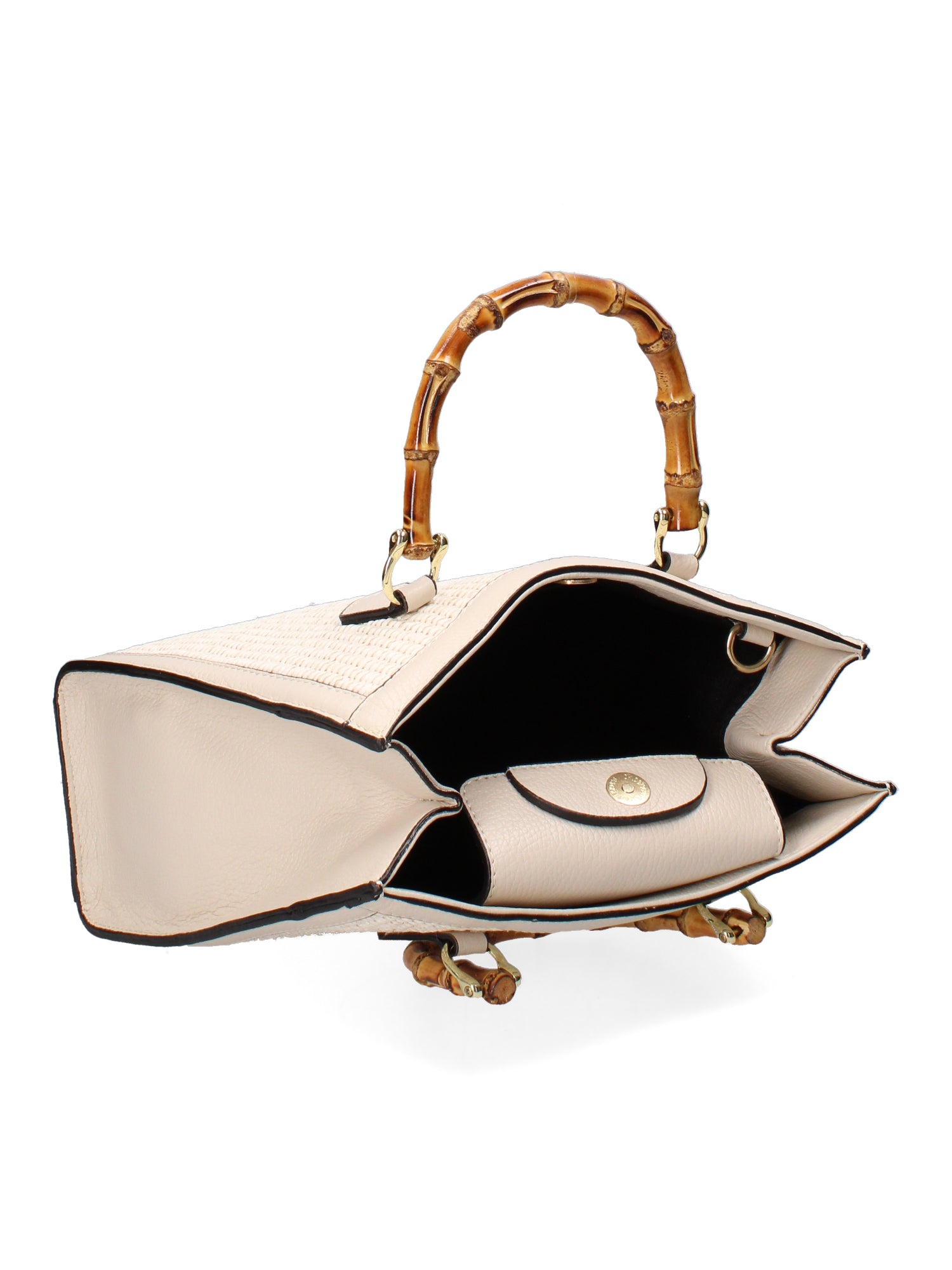 Aella Borsa a mano da donna Paglia e Vera Pelle 5097-148 BEIGE+D37 LATTE Gave Lux