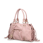 Borsa a Spalla in Genuine Printed Suede Leather Rosa