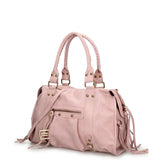 Borsa a Spalla in Genuine Printed Suede Leather Rosa