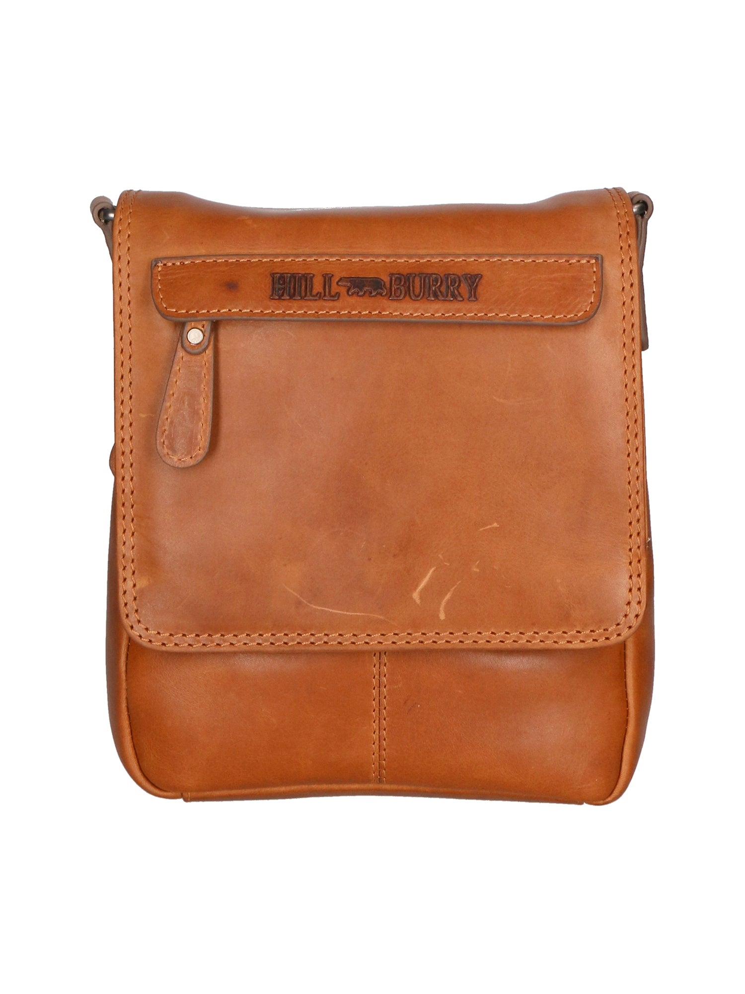 Borsa a tracolla da uomo in vera pelle RFID HILB-6155-CUOIO Hill Burry