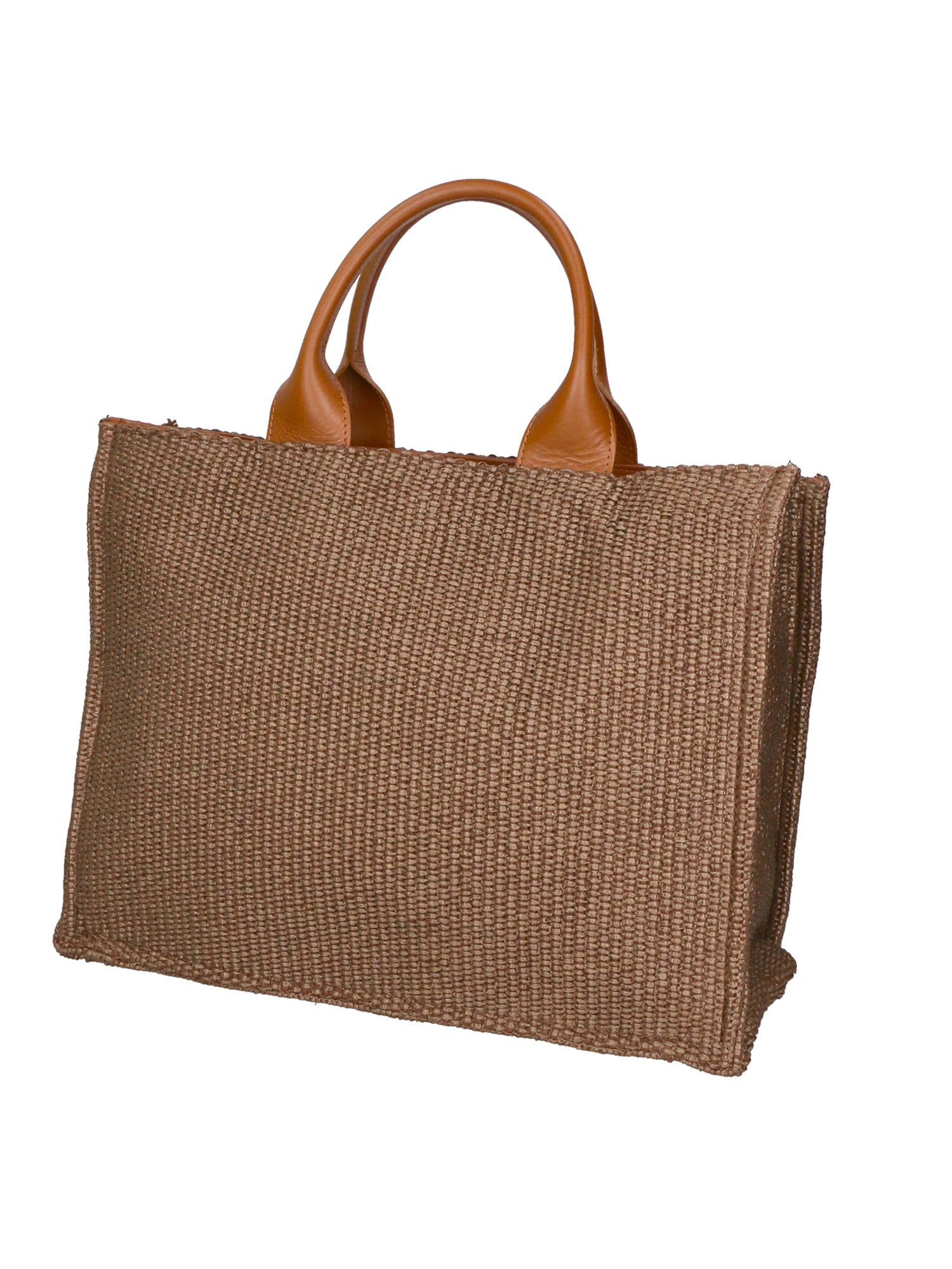Borsa a mano da donna Misto pelle e tessuto MYB-05117-SS-25+S17 CUOIO SCURO My Best Bag