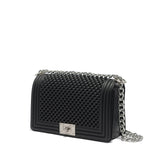 Borsa a mano da donna 100% Pvc FLAT M BALL-BLACK + SILVER Marc Ellis