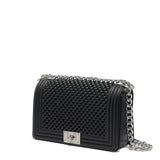 Borsa a mano da donna 100% Pvc FLAT M BALL-BLACK + SILVER Marc Ellis
