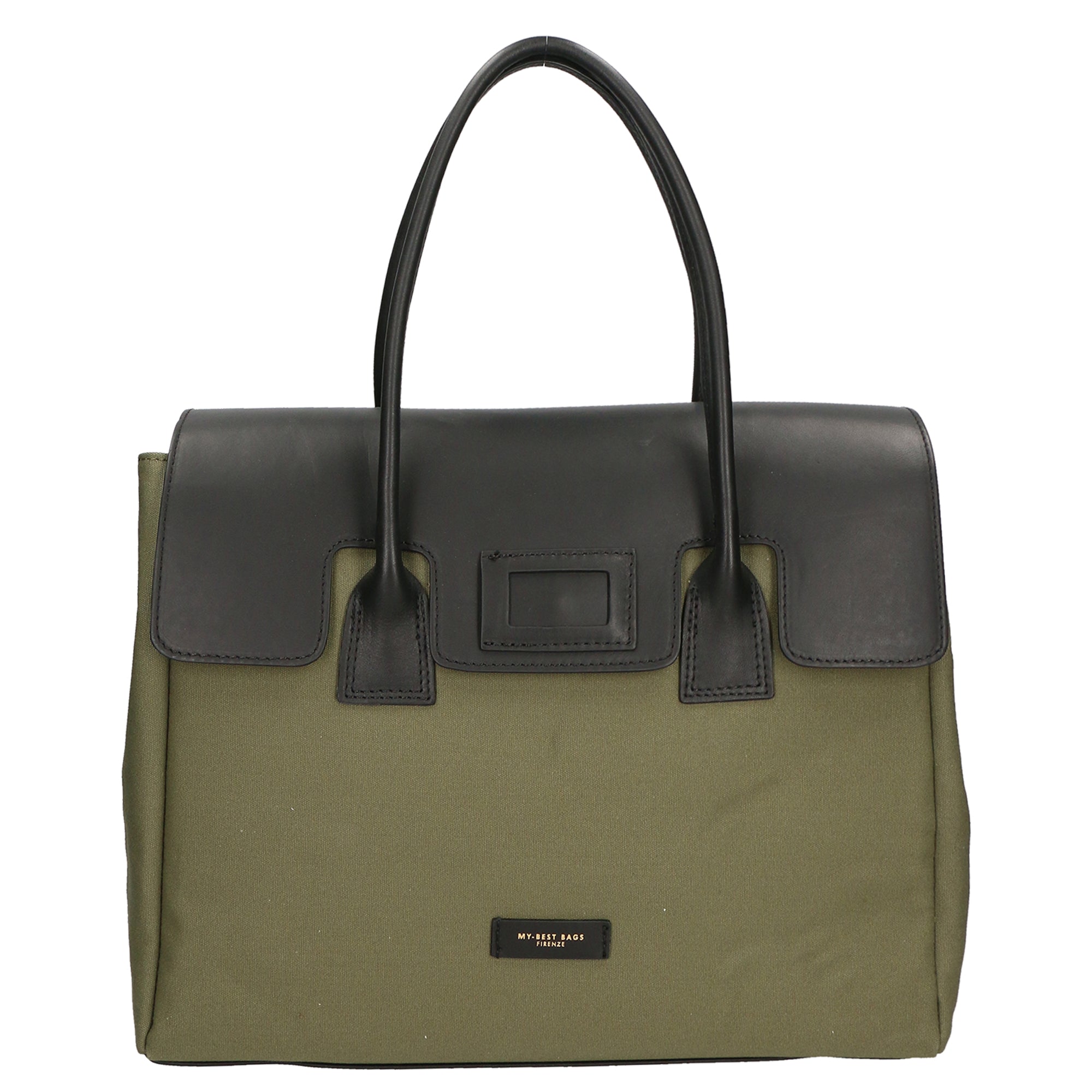 Borsa a mano da donna Vera pelle e cotone MYB-7038-SS-104 MILITARE My Best Bag