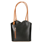 Fabiola Borsa a spalla da donna 100% pelle 9039-NERO CUOIO Gave Lux