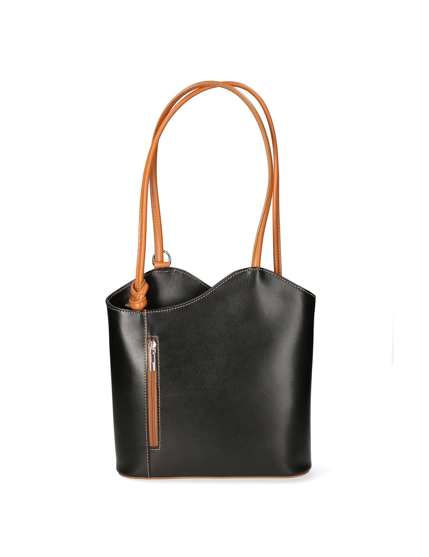 Fabiola Borsa a spalla da donna 100% pelle 9039-NERO CUOIO Gave Lux