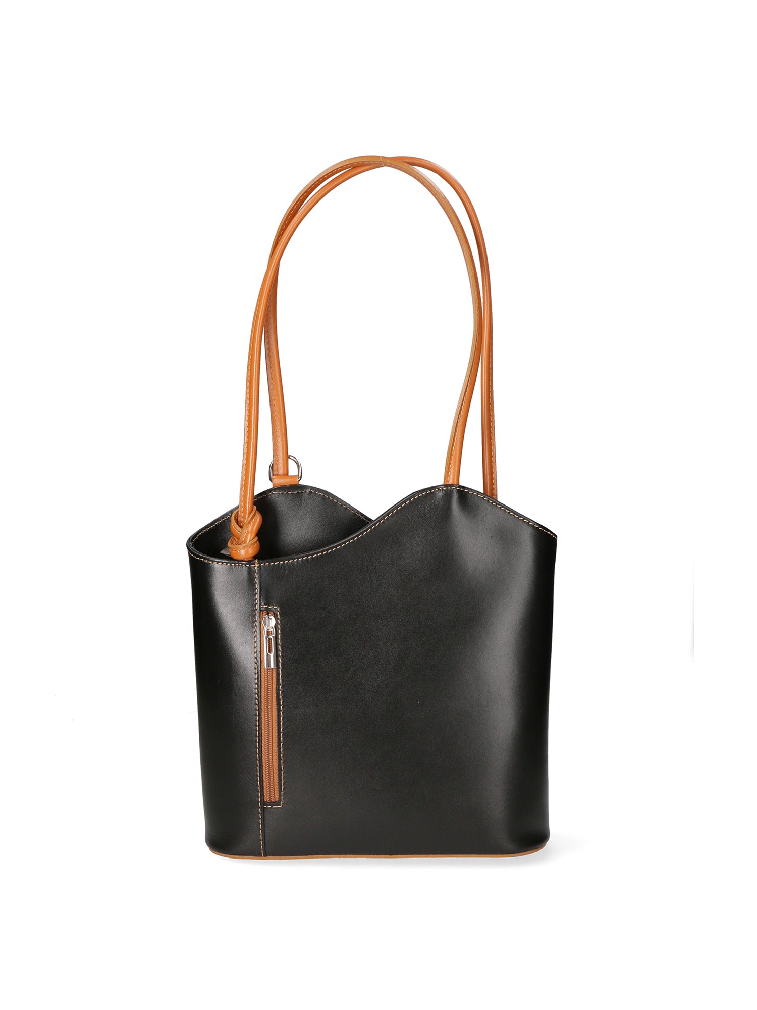 Fabiola Borsa a spalla da donna 100% pelle 9039-NERO CUOIO Gave Lux