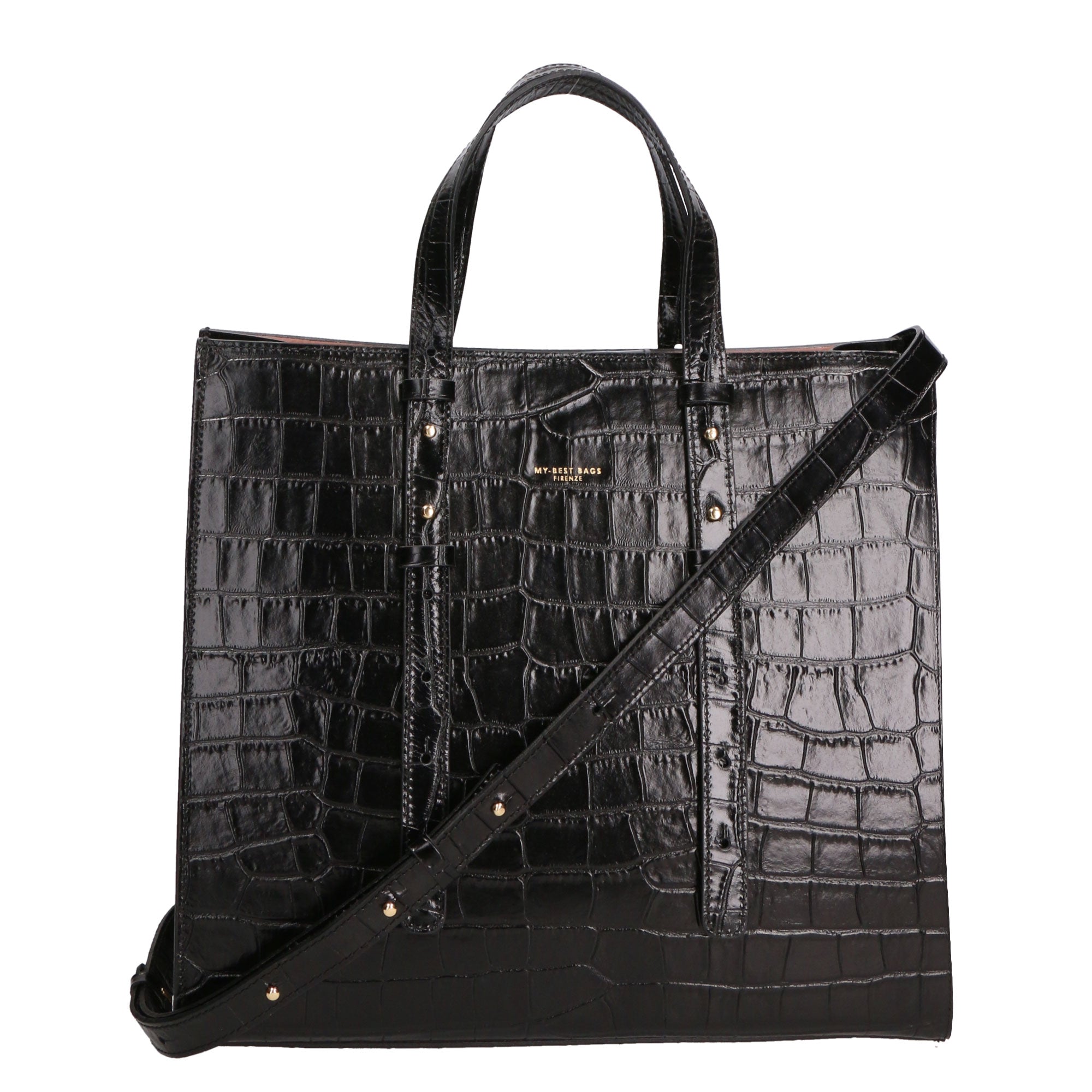 Borsa a mano da donna Vera pelle croco MYB-7004-SSCOCCO-C28 NERO My Best Bag