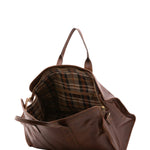 Borsa da viaggio unisex in vera pelle 100% cotone 4091-TESTA DI MORO Alessia Firenze