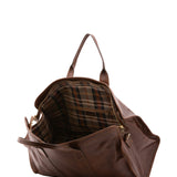 Borsa da viaggio unisex in vera pelle 100% cotone 4091-TESTA DI MORO Alessia Firenze