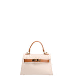 Borsa a mano da donna 100% vera pelle 07221-D37 LATTE+D44 CUOIO Roberta Rossi