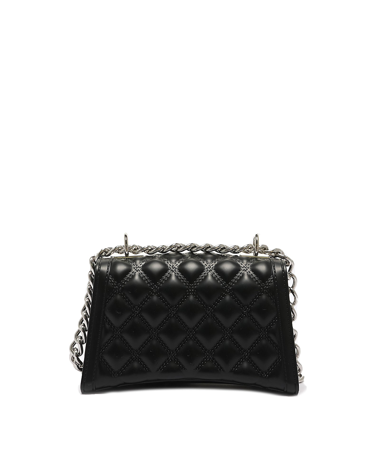 Borsa a mano da donna 100% Pvc FLAT RHOMBUS S-BLACK + SILVER Marc Ellis