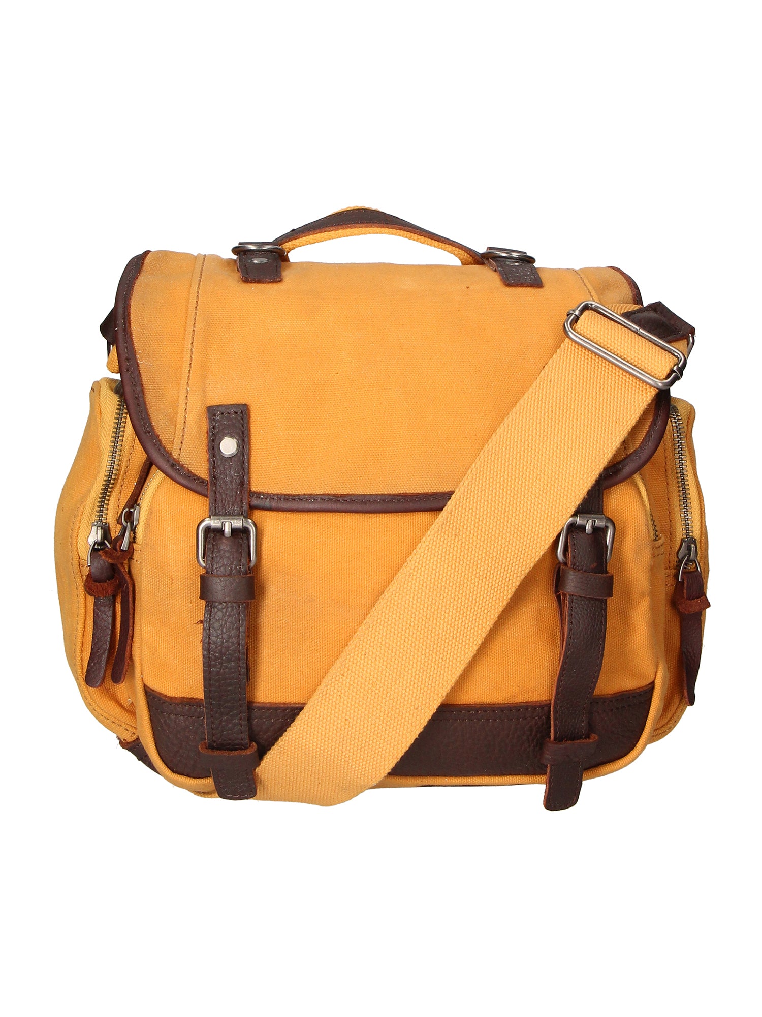 Mia Borsa a tracolla unisex Canvas e vera pelle ZG3003-CUOIO COGNAC Gave Lux