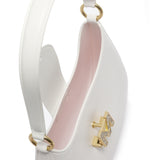 Borsa a spalla da donna 100% Pvc FLAT NEW YORK-WHITE + OFF GOLD Marc Ellis
