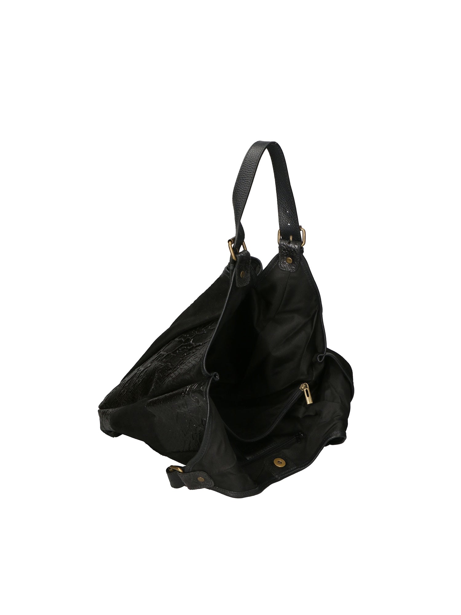 Denise Borsa a spalla da donna Pelle scamosciata stampata 80011-NERO BLACK Gave Lux