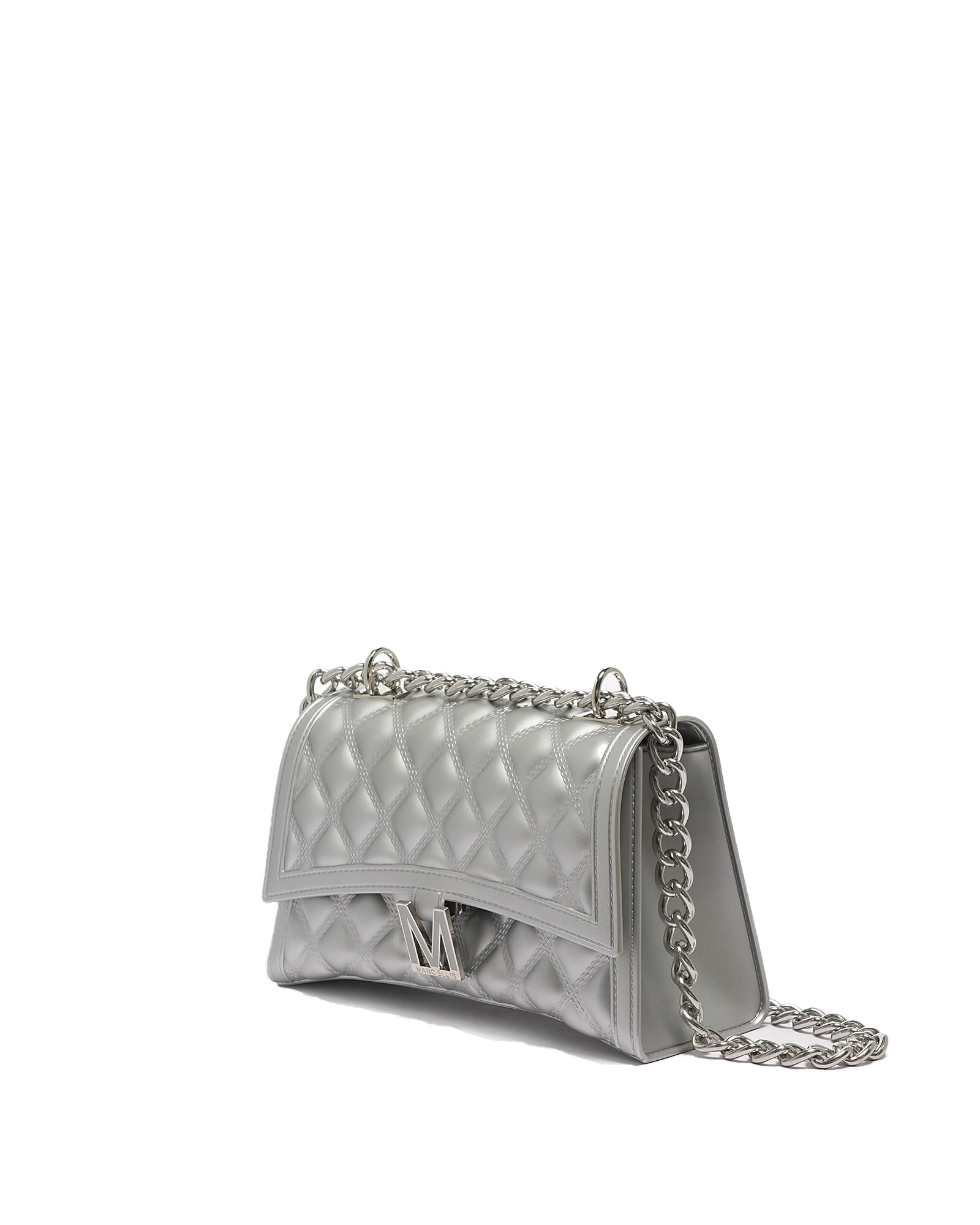 Borsa a mano da donna 100% Pvc FLAT RHOMBUS M-SILVER Marc Ellis