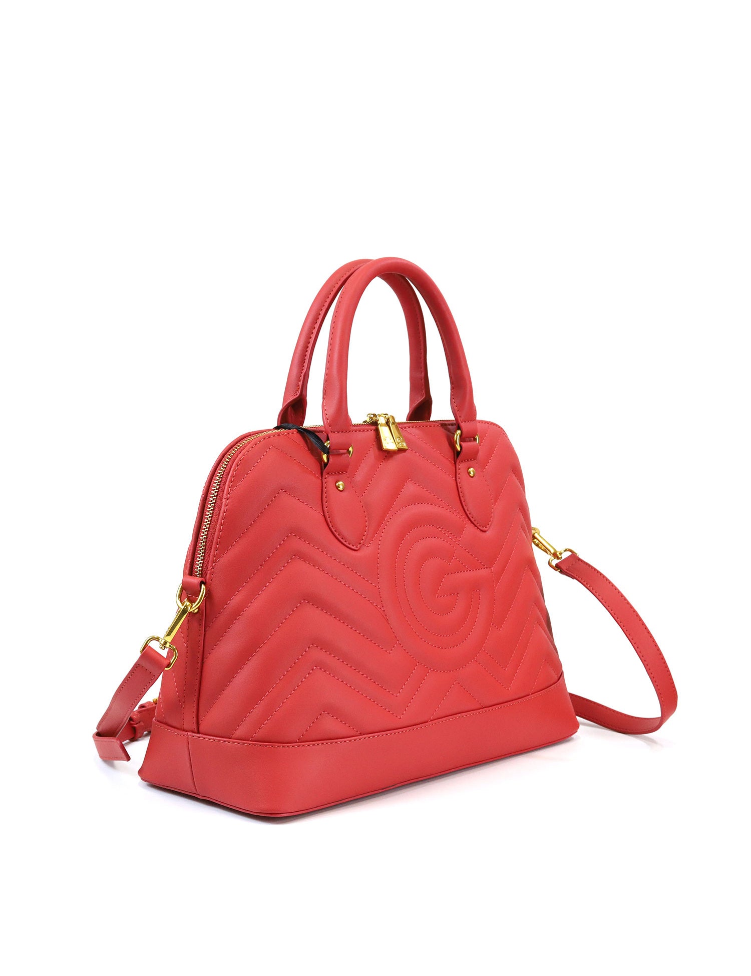 Borsa a mano da donna 100% pelle vegana PU GGB016RED Gabriella G Firenze