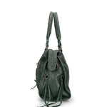 Borsa a Spalla in Genuine Printed Suede Leather Verde