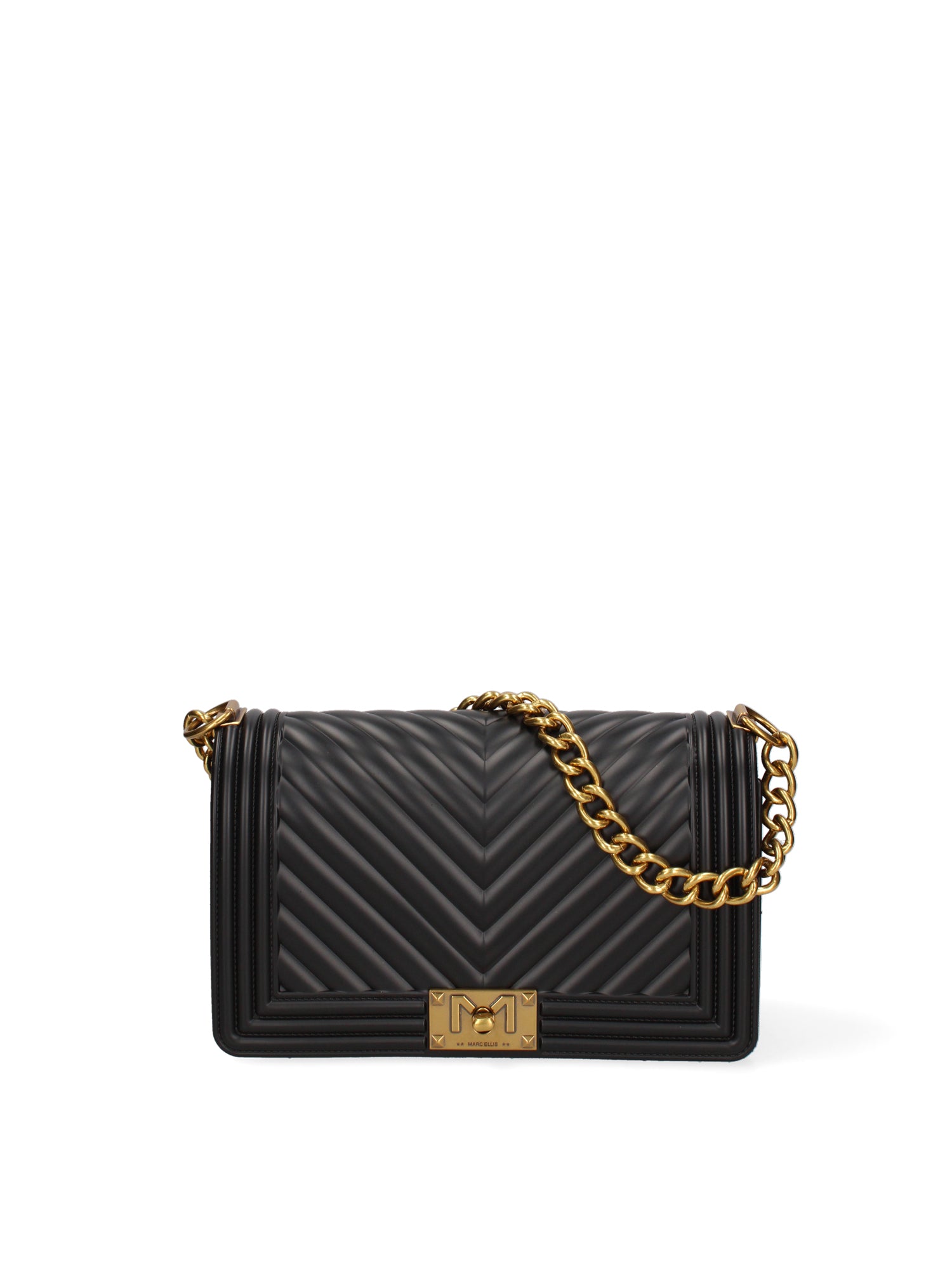 Borsa a mano da donna 100% Pvc FLAT-M 24-BLACK - LIGHT OTTONE Marc Ellis