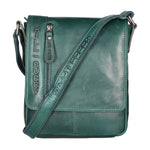Borsa a tracolla da uomo Vera pelle RFID HILB-6154-PETROLIO Hill Burry