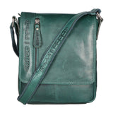 Borsa a tracolla da uomo Vera pelle RFID HILB-6154-PETROLIO Hill Burry