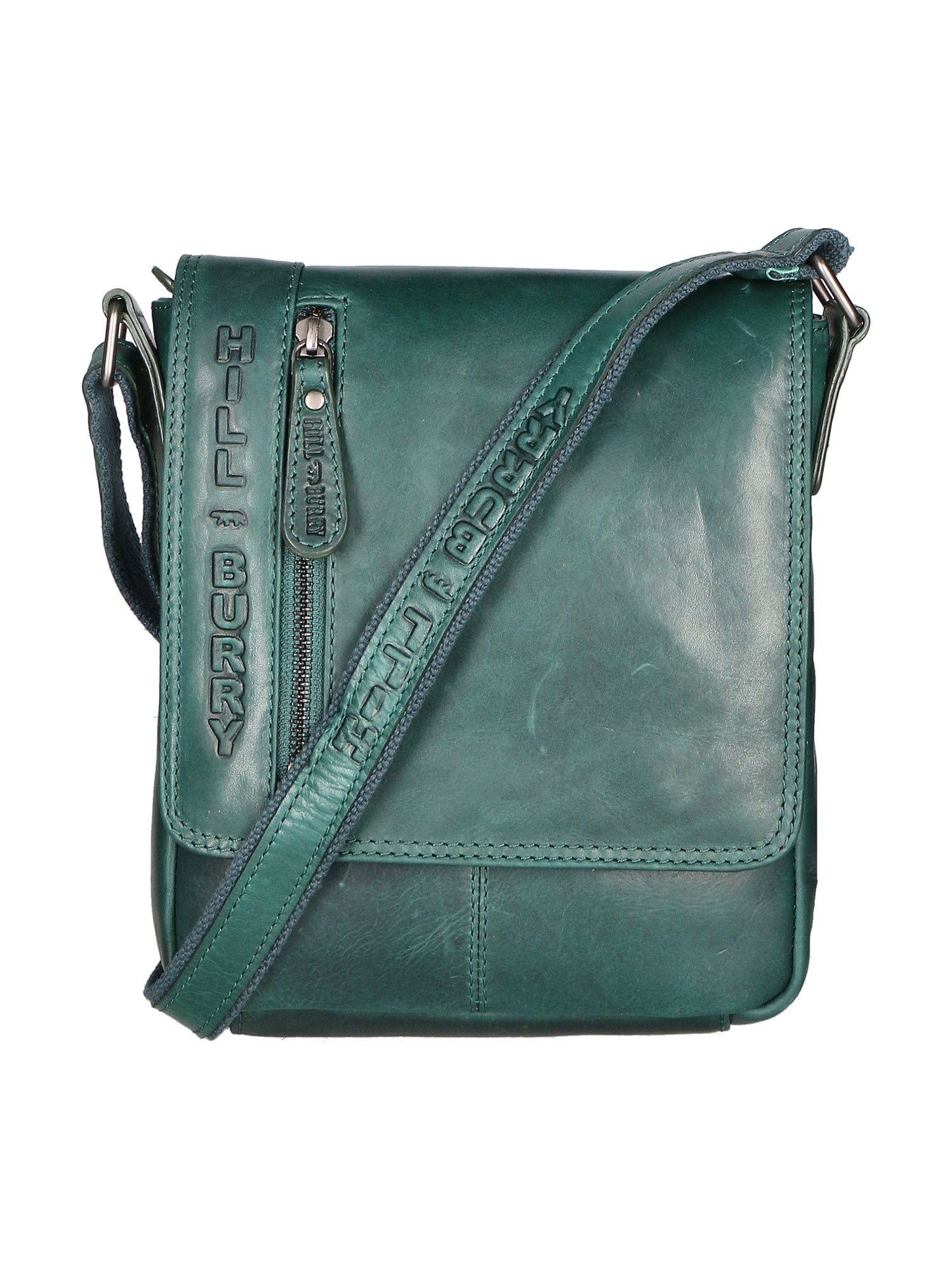Borsa a tracolla da uomo Vera pelle RFID HILB-6154-PETROLIO Hill Burry